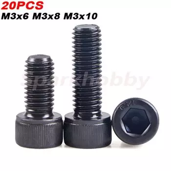 Спаркхобби винты черные M3x6 M3x8 M3x10 20 шт