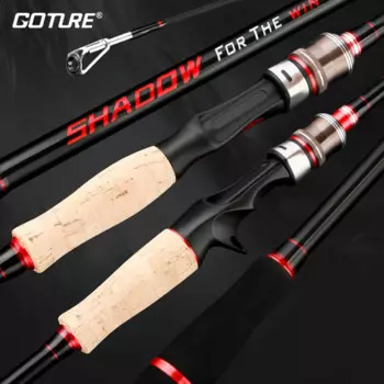 Спиннинг Goture Shadow M + ML с двойными наконечниками, ручка из пробки, кастинговое удилище из углеродного волокна, удочка для приманки, 4-28 г, для морской и речной воды