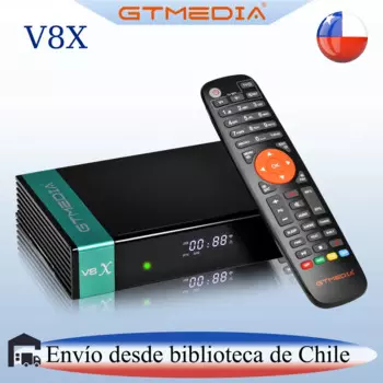 Спутниковый ресивер Gtmedia V8X, телеприставка со встроенным Wi-Fi, поддержка слота для карт CA, H.265, DVB-S2/S2X, v7 hd, s5x, v9 prime отправляется со склада в Чили.