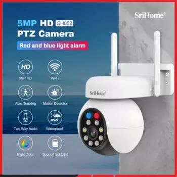 Srihome SH052 Wi-Fi 5 Мп Беспроводная PTZ IP AI автоматическое отслеживание звука и детской сигнализации Starlight цветное ночное видение наружная камера видеонаблюдения