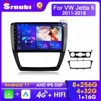 Srnubi Andriod 11 2 Din Автомобильный радиоприемник для Volkswagen VW Jetta 2011-2018 Мультимедийный плеер Навигация GPS Carplay Стерео головное устройство