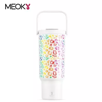 Стакан Meoky H2.0 для автомобиля, Термокружка с ручкой и вакуумной изоляцией, 40 унций, с принтом губ, для путешествий