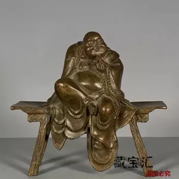 Старинное Досуг Maitreya Бронзовая статуэтка Будды, старые предметы, древняя бронзовая скамейка Maitreya, предметы Будды
