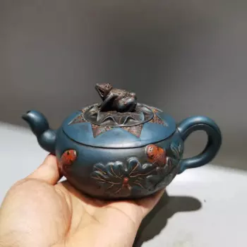 Старый китайский ручной эмалированный чайник YiXing Zisha (красная керамика), в стиле лягушки, с меткой, бесплатная доставка