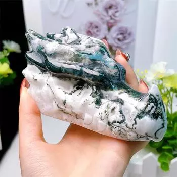 Статуэтка черепа дракона из агата 12 см