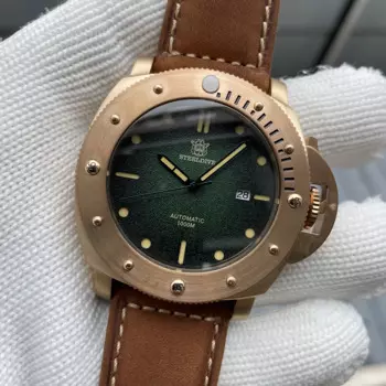STEELDIVE SD1956PS Бронзовые винтажные механические часы NH35 Автоматический механизм Швейцарские светящиеся мужские роскошные наручные часы с специальной короной