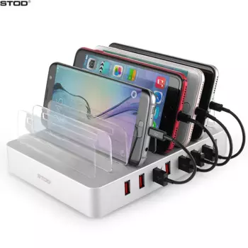 STOD многопортовая USB зарядная станция Настольный держатель для телефона Быстрая зарядка блок для Samsung Blackview Realmi GT высокое питание адаптер