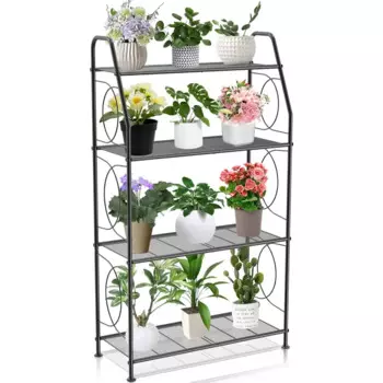 Стойка для растений, 4-уровневая полка для растений для помещений и улицы, тяжелые металлические высокие подставки для растений, стойка-держатель для гостиной, балкона и G