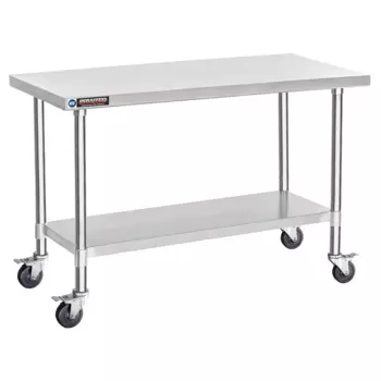 Стол из нержавеющей стали для приготовления пищи DuraSteel 24x60 дюймов, металлический стол, тележка, коммерческий верстак с колесиком