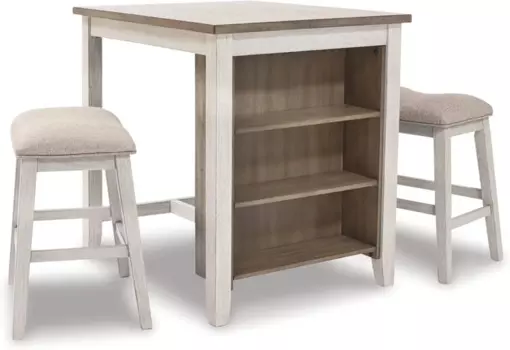 Столовый набор Skempton из 3 предметов высотой, включает стол и 2 барные стулья, белый