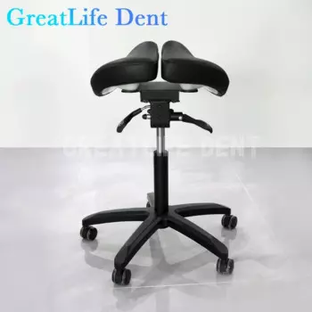 Стоматологическое эргономичное Роскошное кресло с подъемным седлом GreatLife Dent, регулируемое, с двумя ножками, беззвучное колесо, спинка, клиническое кресло