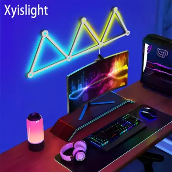 Строченная настенная лампа, умная игровая атмосферная лампа, RGB пикап, Bluetooth ночник для компьютера, кабинета, бара, декоративная