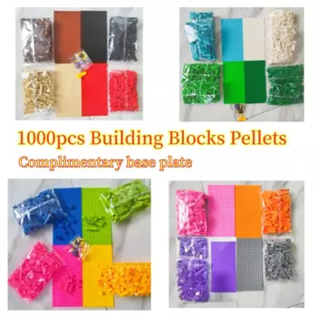 Строительные блоки, совместимые с конструкторами lego Hybrid particles1000 шт., 17 цветов россыпью, игрушки «сделай сам» для детей, Бесплатная пластина-основание, головоломка