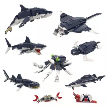 Строительный блок MOC-75711 XL для глубоководных существ, 31088 дюйма, 2 в 1, набор морских рыбок, дельфинов, крабов, модель-конструктор «сделай сам», детский игрушечный мозг, подарок
