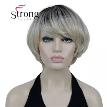 StrongBeauty Короткий парик Боб Мягкие многослойные волосы Ombre Светлые парики из синтетических волос для женщин