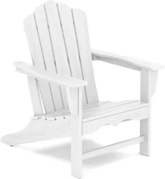 Стул Adirondack из полиэтилена HDPE, классический всепогодный стул Adirondack для уличного патио, белый