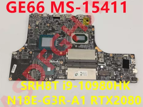 Подходит для Msi ms-1541 Assault 2 GE66 10SGS-051CN, материнская плата для ноутбука ms-15411 с процессором i9-10980HK SRH8T RTX 2080m, тест графического процессора, ОК