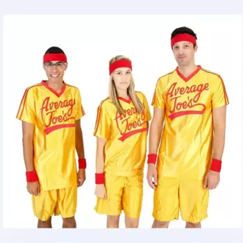 Сумасшедший Dodgeball Average Joe's взрослый желтый трикотажный костюм, комплект True Underdog Story Dodgeball, карнавальный костюм, наряд на Хэллоуин