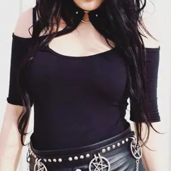 Summer Women Sexy Top Blouse Halter Off Shoulder Backless Deep V Neck Solid Color Shirt Tops Punk Gothic Clothing топ женский