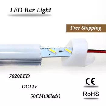 СВЕТОДИОДНАЯ лента SMD 7020, 10 шт. * 1 м, 12 В 72 светодиода постоянного тока, 100 см, алюминиевый корпус + покрытие из поликарбоната, теплый/натуральный белый, жесткий свет