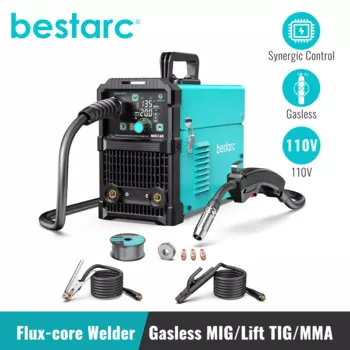 Сварочный аппарат bestarc MIG, MIG145 135A, безгазовый MIG/Lift TIG/Stick 3 в 1 MIG с цифровым дисплеем, Однофазное напряжение 110 В