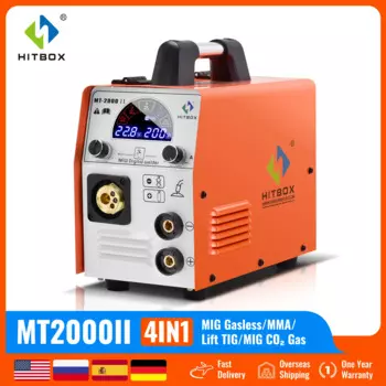 Сварочный аппарат HITBOX MIG MT2000II MIG безгазовый CO2 газовый экранированный сварочный аппарат 4 в 1 одновольтный 220 В ~ 240 В MMA Lift TIG