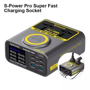 Сверхбыстрая зарядная розетка MECHANIC S-POWER PRO из нитрида галлия, многопортовая быстрая зарядка, несколько розеток в одном