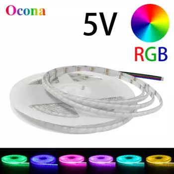 Сверхтонкая Светодиодная лента RGB с COB матрицей размером 5 мм, 5 В для комнаты, декоративная модель «сделай сам», гибкая лента с регулируемой яркостью, Светодиодная лента RGB, светильники
