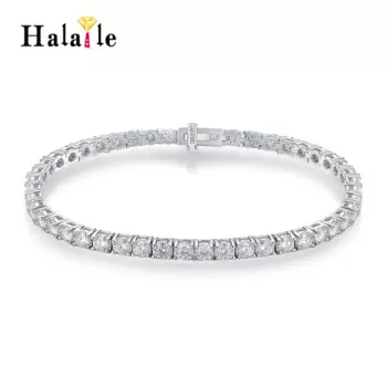 Сверкающий теннисный браслет Halaile D цвета с муассанитом из стерлингового серебра S925 с роскошными ювелирными украшениями GRA, классический подарок для женщин
