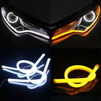 Светодиодная гибкая лента DRL для сигнала поворота, 2 шт., 30 см, 45 см, 60 см, Автомобильные дневные ходовые огни, ангельские глазки, Стайлинг автомобиля