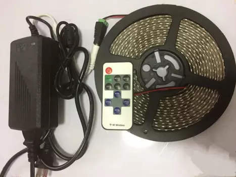 Светодиодная лента 335SMD, боковое излучение, 5 м, 600 светодиодов, 120 светодиодов/м, боковой вид, водонепроницаемая, IP65, 12 В, лестница/шкаф/дома/декор бара + радиочастотный диммер + адаптер