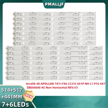 Светодиодная лента 48VLX-8582-SP Arcelik, 14 шт/комплект, 48 APOLLON 7X7 + 7X6 2121C 6S1P NH L1 P76 4X7 ZBE60600 AC, негоризонтальная, REV.V3
