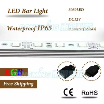 Светодиодная лента luces 5050, 5 м, 10 шт. * 50 см, светодиодная полосветильник rgb, 36 светодиодов, светодиодная жесткая лента, водонепроницаемая IP65 с U-алюминиевым пазом