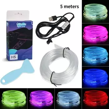 Светодиодная лента RGB 1/2/3/4/5 м для салона автомобиля, неоновые украшения, атмосферное освещение, несколько режимов, «сделай сам», приборная панель, окружающая USB-проводка, лампы