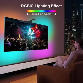 Светодиодная лента Rgbic для освещения, экран для телевизора, с синхронизацией музыки, с Bluetooth, игровая комната, 55-85 дюймов, задний план телевизора