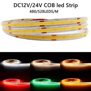 Светодиодная лента TNALANT COB 480/528 светодиодов/м, синяя/зеленая/красная, 12/24 В