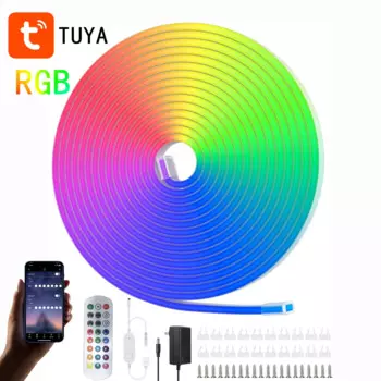 Светодиодная лента Tuya, водонепроницаемая неоновая лента, 24 В, RGB, подходит для рождественской уличной декоративной атмосферы