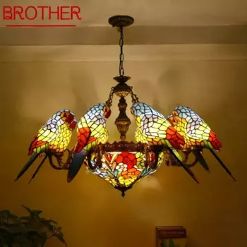 Светодиодная люстра BROTHER Tiffany parrot, винтажная креативная цветная стеклянная Подвесная лампа, Декор для дома, гостиной, спальни, гостиницы