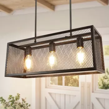 Светодиодная люстра Depuley Industrial кухонный островной свет 23,6 ''с регулируемым стержнем, черная металлическая фотолюстра для бара E26