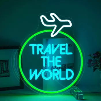 Светодиодная неоновая вывеска Travel The World, украшение для комнаты ожидания, гостиницы, дома, таверны, приглушаемые светильники, Неоновые Настенные знаки с питанием от USB