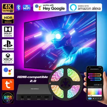 Светодиодная подсветка для смарт-ТВ, подсветка для 4K HDMI-совместимого устройства 2,0, цветная синхронизация экрана, для Alexa/Google /TV Box