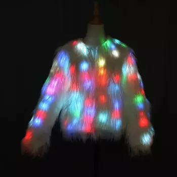 Светодиодное блестящее искусственное меховое пальто, декоративное пальто, танцевальная Рождественская Праздничная куртка для танца, певицы, звезды, ночного клуба