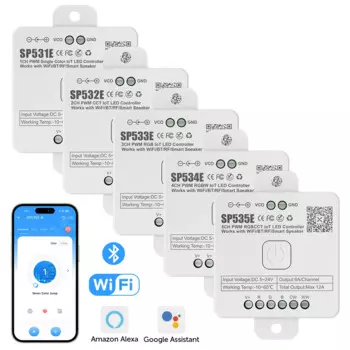 Светодиодный контроллер FCOB PWM, цветовая температура 5CH, RGB, RGBW, RGBCCT, стандартная полоса, Alexa, Google Home, Wi-Fi, Bluetooth, управление музыкой