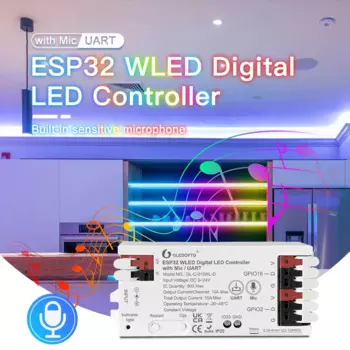 Светодиодный контроллер GLEDOPTO ESP32 WLED, микрофон, UART, скачивание музыки, динамический звук RGB, DIY, Wi-Fi WS2811 WS2812 SK6812 TM1814 WS2813 WS2815
