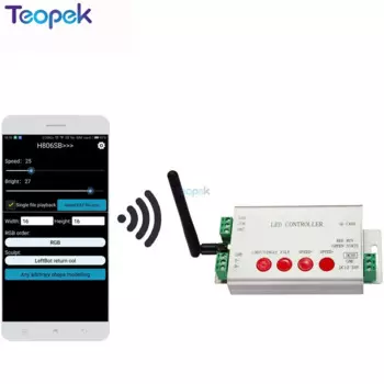 Светодиодный контроллер H806SB WIFI-SPI, управление по телефону через WLAN,1 порт, 2048 пикселей, 5 В ~ 24 В, поддержка портов WS2811/WS2812B/SK6812/LPD8806/APA102