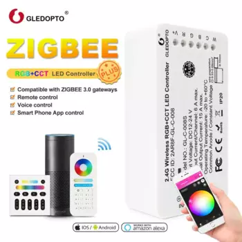 Светодиодный контроллер ZigBee Smart RGBCCT Plus, работает с Amazon Echo Plus Zigbee 3,0, шлюз дистанционного управления через приложение для управления телефоном