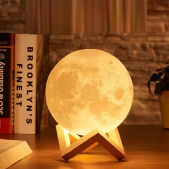 Светодиодный ночник с 3d рисунком Луны, цветной светильник в виде Луны с сенсорным управлением, питание от Usb, аккумуляторная Ночная лампа для дома