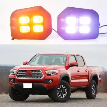 Светодиодный ные Автомобильные дневные ходовые огни DRL, противотуманные фары на передний бампер с указателями поворота, аксессуары для Toyota Tacoma 2016 2017 2018 2019 2020