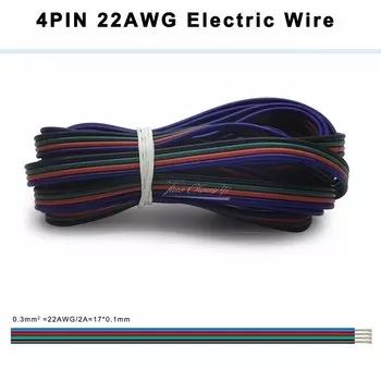 Светодиодный провод 22AWG 2Pin/3Pin/4Pin/5Pin для LED ленты 1м/5м/10м/20м/50м/100м