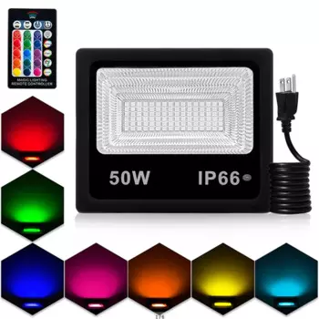 Светодиодный RGB прожектор с регулируемой яркостью, водонепроницаемый точесветильник светильник с изменением цвета для сада, ландшафта, сценического освещения, 10/20/30/50 Вт, IP66
